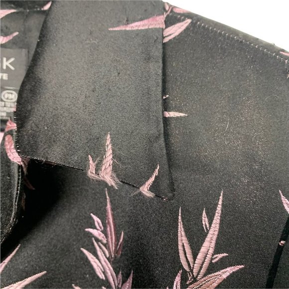 Vintage Y2K MSK Purple Foliage Pattern Silk Blend Satin Longline Blazer Petite M - Picture 12 of 16